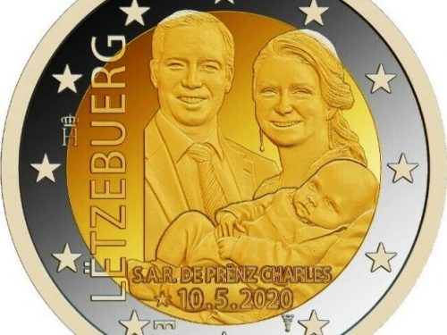 G.U. Unione Europea 2020/C 381/03 del 12 novembre: faccia nazionale della nuova moneta commemorativa da 2 euro 2020 emessa dal Lussemburgo “Nascita del principe ereditario Charles”