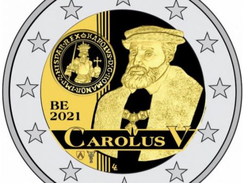 G.U. Unione Europea 2021/C 466/04 del 18 novembre: faccia nazionale della nuova moneta commemorativa da 2 euro 2021 emessa dal Belgio “500º anniv. ordinanza del secondo periodo di emissione di monete durante il regno di Carlo V”