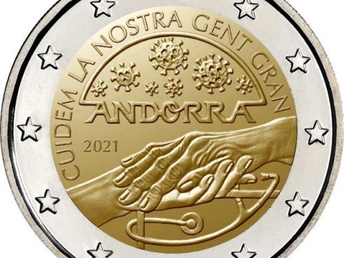 G.U. Unione Europea 2021/C 466/06 del 22 novembre: faccia nazionale della nuova moneta commemorativa da 2 euro 2021 emessa da Andorra “Prendiamoci cura dei nostri anziani”