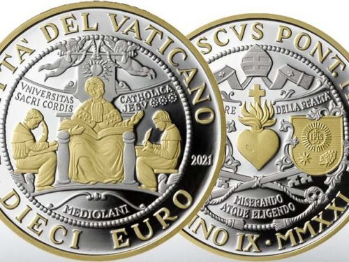 UFN Vaticano – MONETA STRAORDINARIA IN ARGENTO CON RILIEVI IN ORO (FS) DA 10 EURO