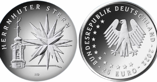 Bundesfinanzministerium – 25-Euro-Sammlermünze „Herrnhuter Stern“ aus der Serie Weihnachten