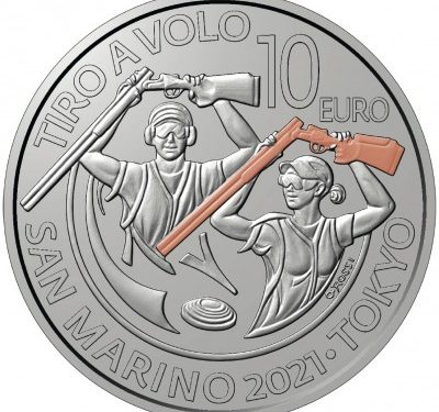 UFN San Marino – Moneta da €10,00 Argento FDC “Vittorie delle medaglie nel tiro a volo a Tokyo”