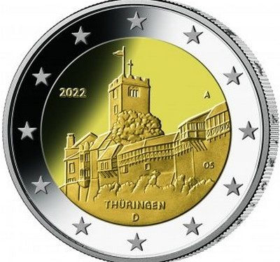 GERMANIA 2022 > 2 € commemorativo Thüringen: “Castello di Wartburg”