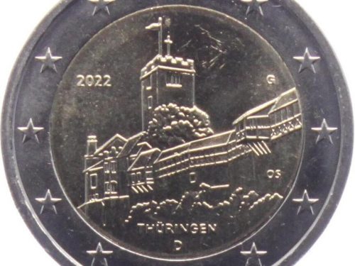 G.U. Unione Europea 2022/C 145/08 del 1 aprile: faccia nazionale della nuova moneta commemorativa da 2 euro 2022 emessa dalla Germania “Thüringen – Castello di Wartburg”