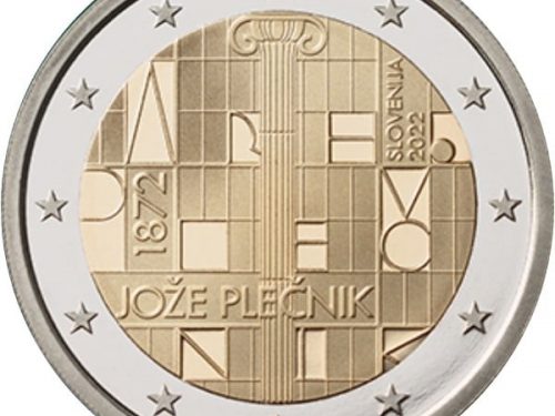 G.U. Unione Europea 2022/C 145/07 del 1 aprile: faccia nazionale della nuova moneta commemorativa da 2 euro 2022 emessa dalla Slovenia “150º anniv. nascita di Jože Plečnik”