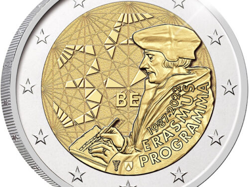 Monnaie Royale de Belgique – Pièce de 2 euros Belgique 2022 « ERASMUS » BU dans une coincard FR