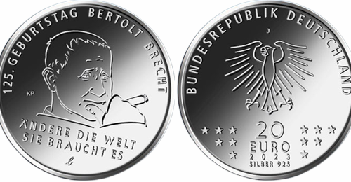 Bundesfinanzministerium – 20-Euro-Sammlermünze „125. Geburtstag Bertolt Brecht“