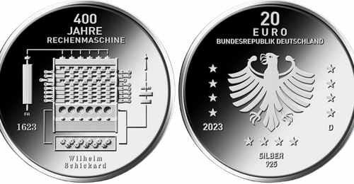 Bundesfinanzministerium – 20-Euro-Sammlermünze „400 Jahre Rechenmaschine von Wilhelm Schickard“